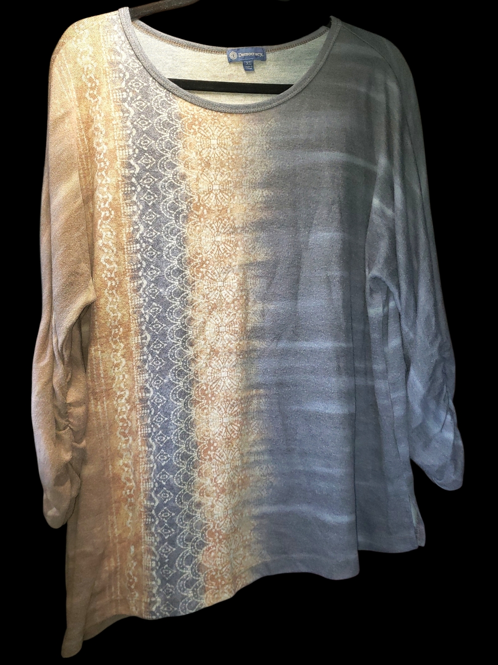 Democracy Sz XL Super Soft Ombre  Asymmetrical Hem Long Sleeve Tunic Fairy Boho